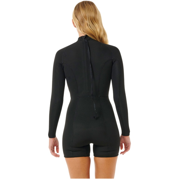 2026 Rip Curl Mujer G-Bomb 2mm Manga Larga Back Zip Traje De Primavera Neopreno 13LWSP - Black